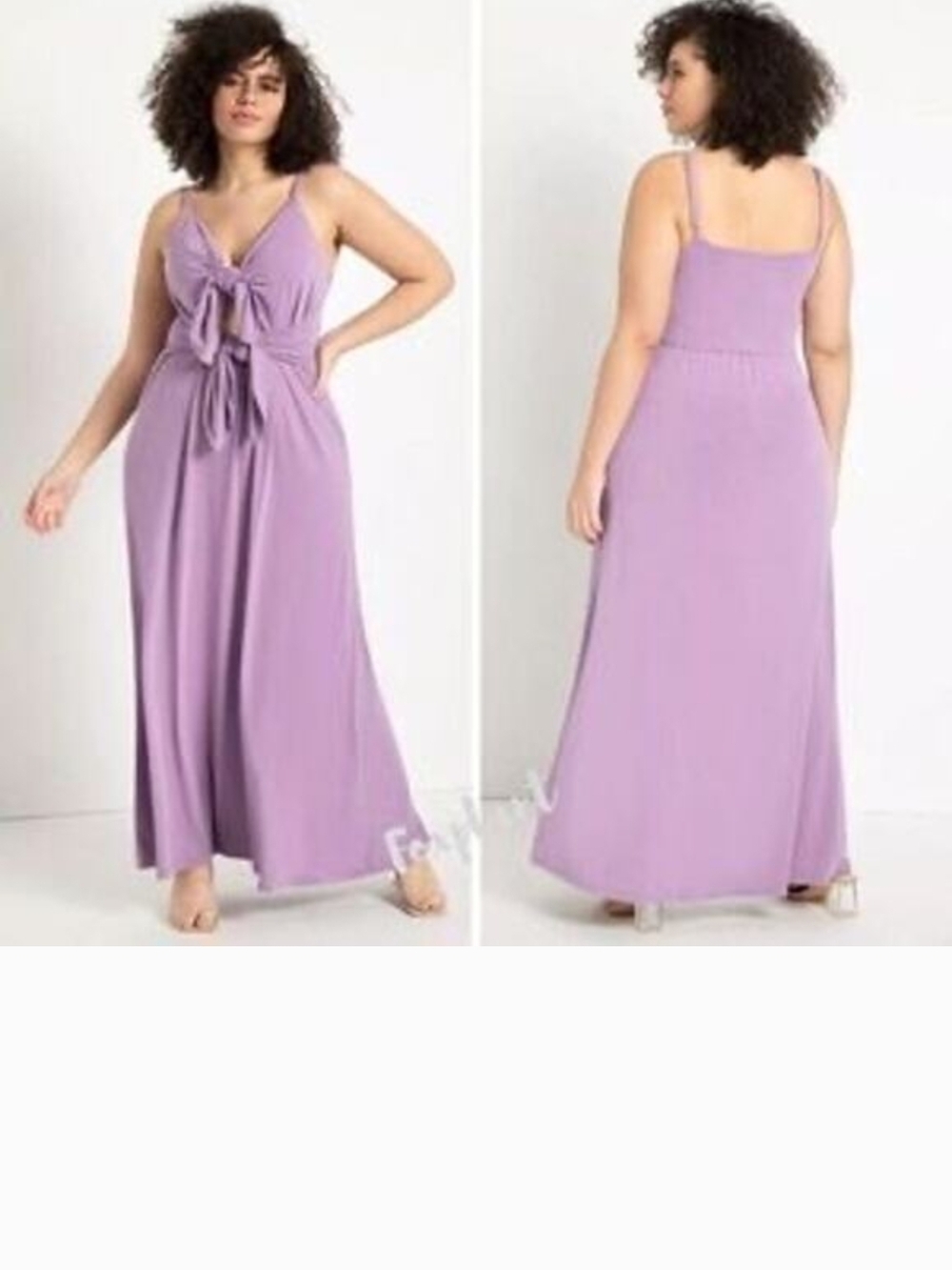 Eloquii Lilac Tie-Front Maxi Dress with Spaghetti Straps Plus Size 20